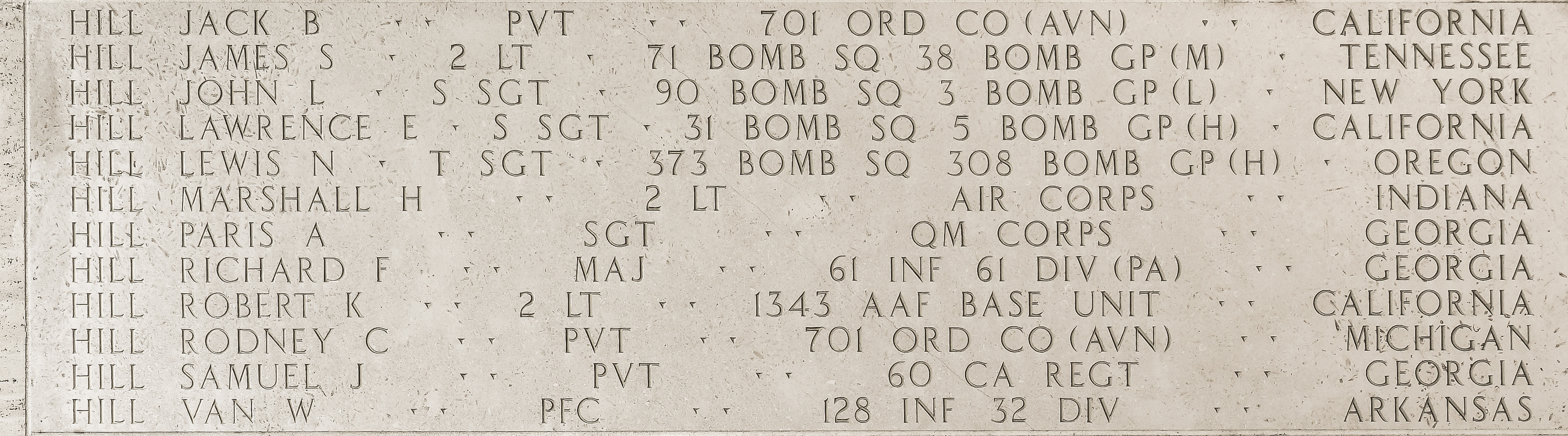 Rodney C. Hill, Private